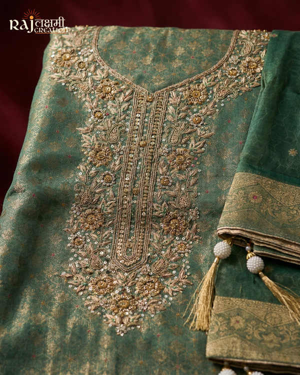 The Best Fabric for Heavy Zari Work Bridal Suits | Rajlakshmi Creation