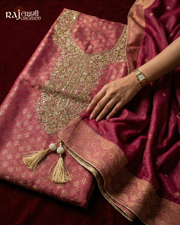 Buy Heavy Zari Work Unstitched Bridal Suits | Rajlakshmi Creation