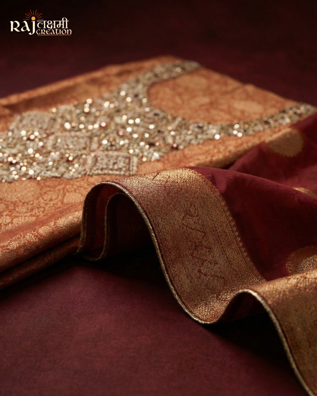 Radiant Copper & Wine: Handcrafted Zardosi Tissue Suit Sets