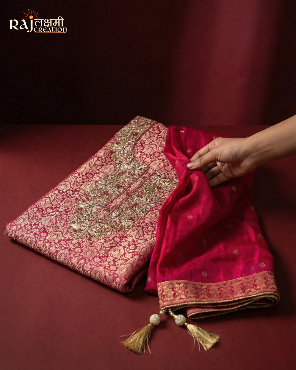 Turquoise Radiance: Luxury Zardosi & Mirror Work Tissue Ensemble