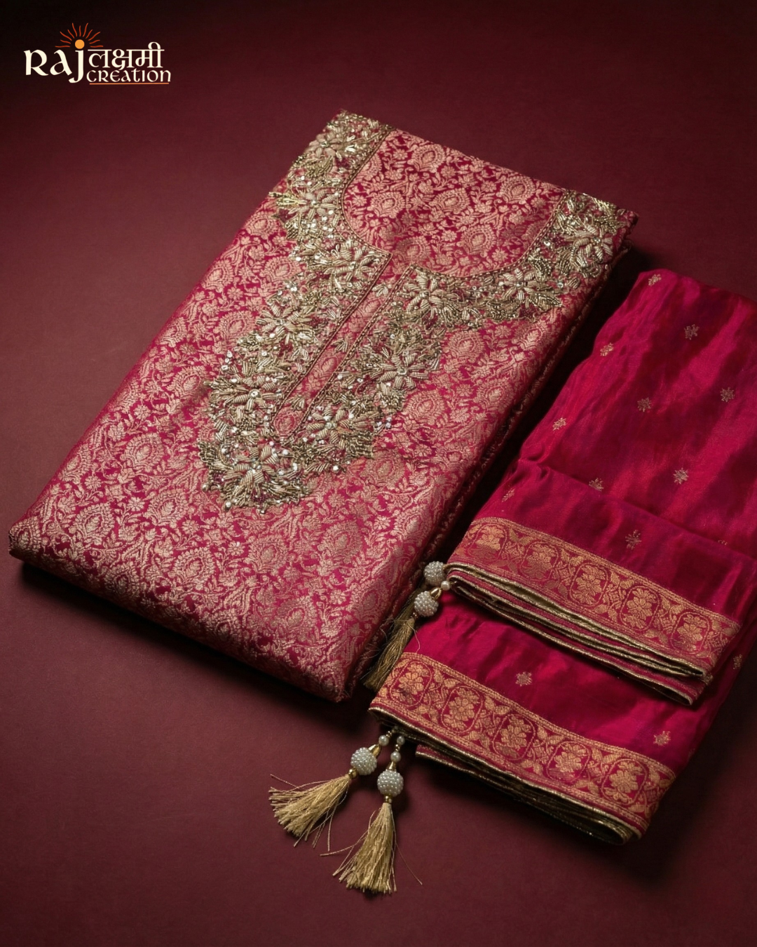 Turquoise Radiance: Luxury Zardosi & Mirror Work Tissue Ensemble