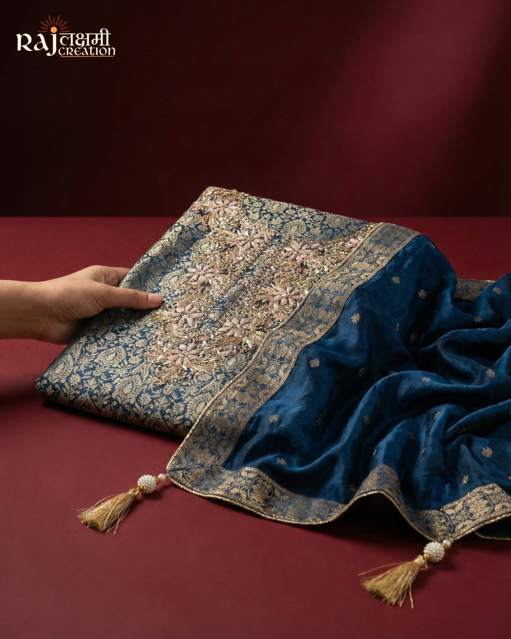 Imperial Elegance: Luxury Zari & Mirror Work Tissue Upada Ensembles