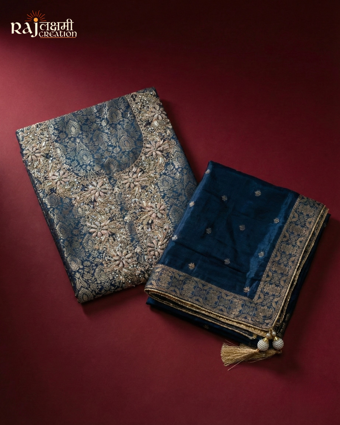 Imperial Elegance: Luxury Zari & Mirror Work Tissue Upada Ensembles