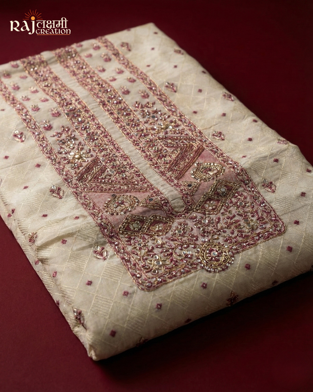 The Royal Ivory Edit: Zardosi-Embellished Tissue Silk Unstitched Suit