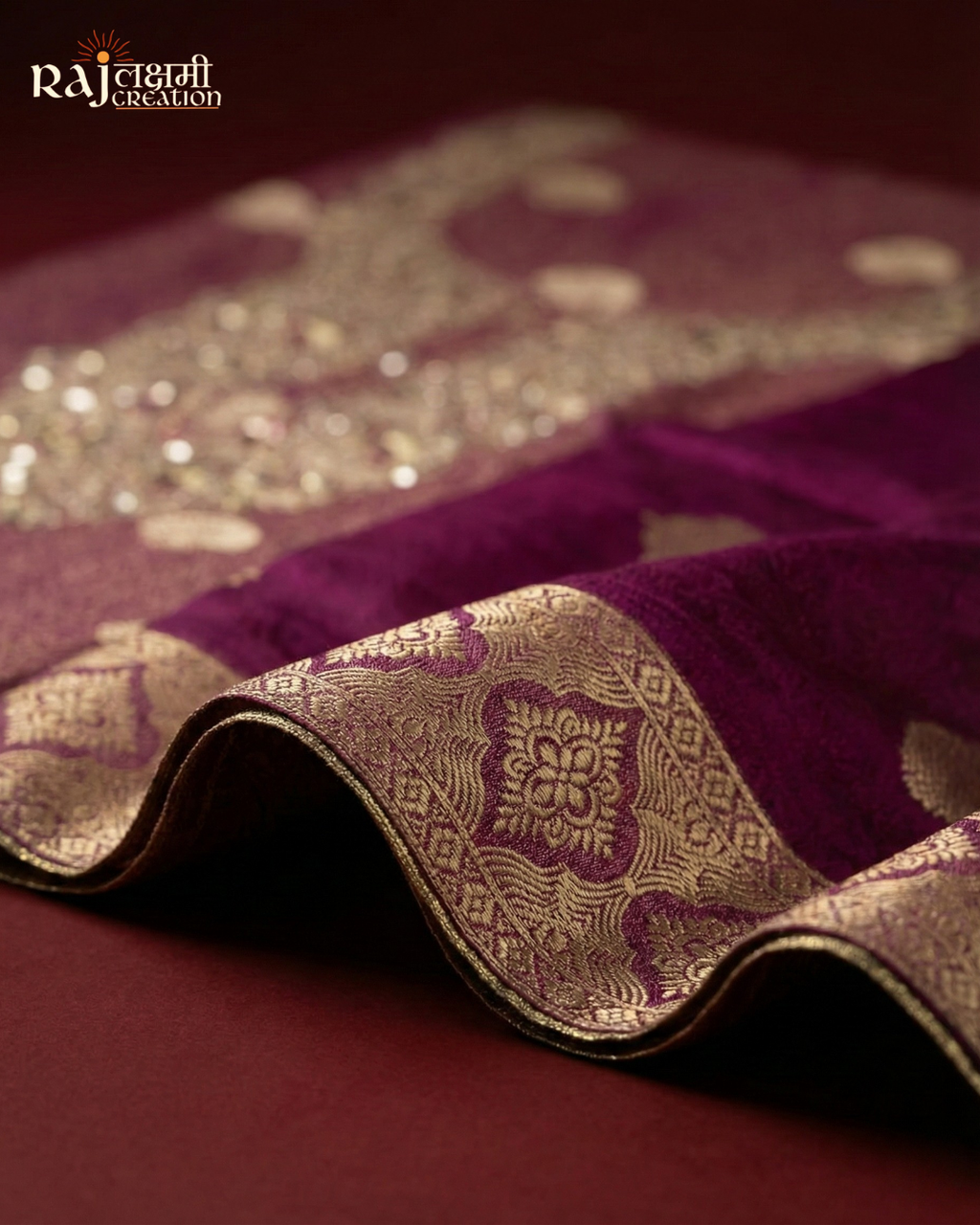 Deep Purple Tissue Upada Silk Suit with Heavy Zardosi Work
