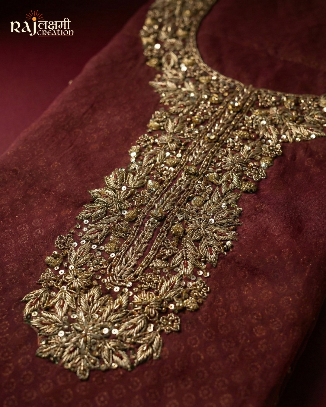 The Heritage Organza Suit Set : Zardosi Neckline & Shimmer Tissue Dupatta