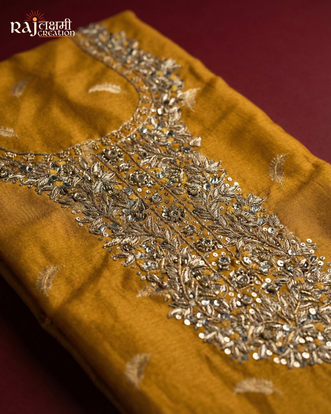 Premium Zardosi Handwork Suit | Upada Silk Shirt | Zari Tissue Dupatta