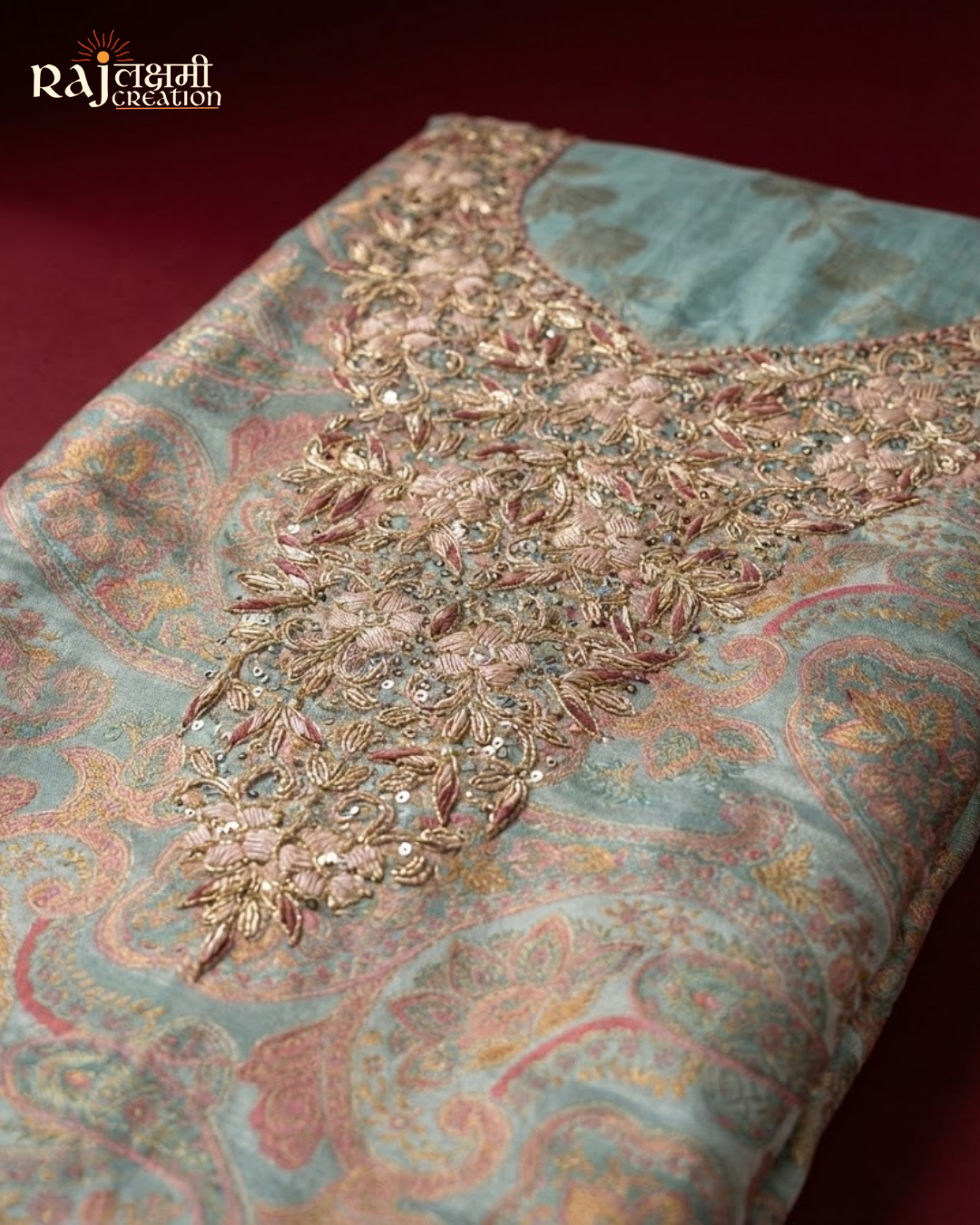 The Imperial Gajji Satin Unstitched Masterpiece Heavy Zardosi Artistry