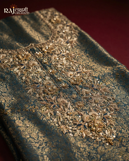 Exquisite Zari & Zardosi Handwork Upada Silk Salwar Suit Set