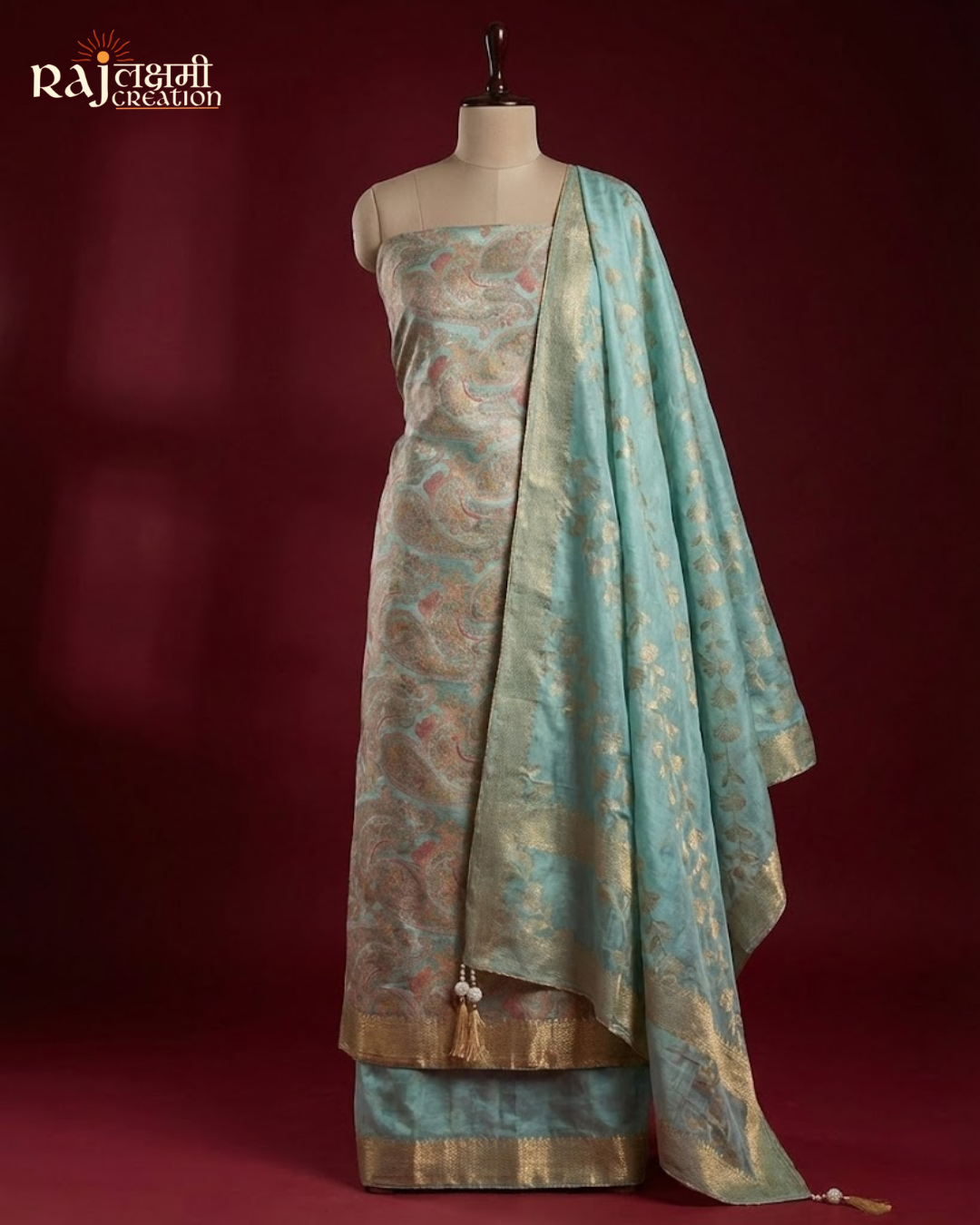 The Imperial Gajji Satin Unstitched Masterpiece Heavy Zardosi Artistry