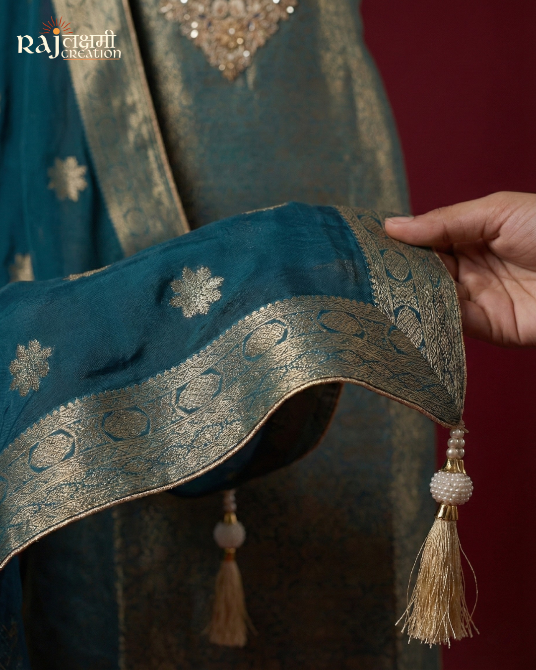 Exquisite Zari & Zardosi Handwork Upada Silk Salwar Suit Set