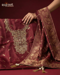 Exquisite Wine Upada Silk Suit with Intricate Hand-Done Zardosi Work