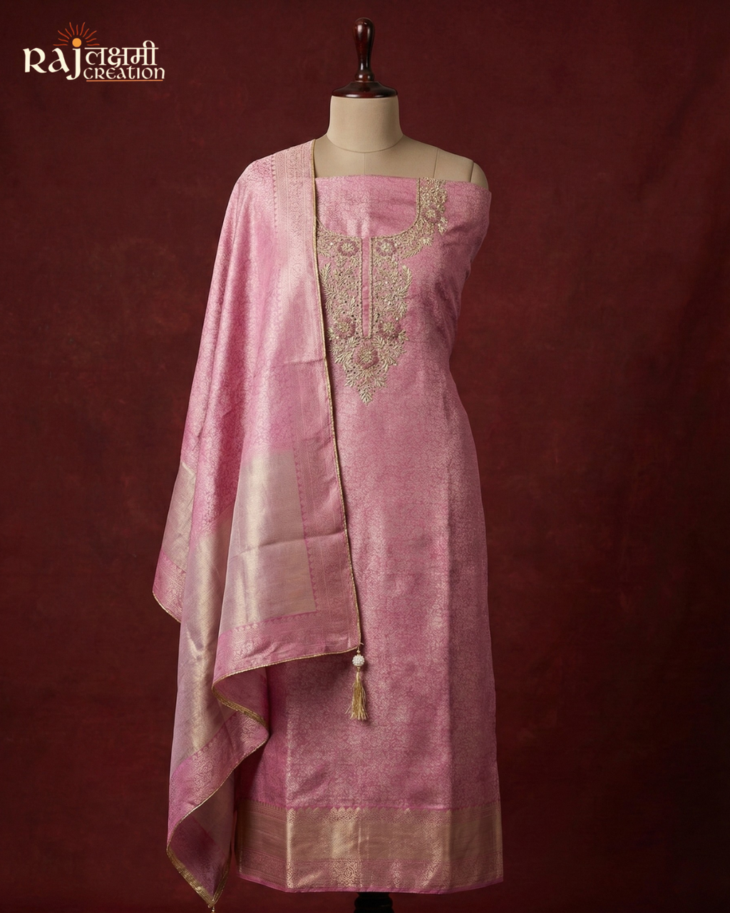 The Royal Zardosi & Uppada Suit Ensemble Shimmer Tissue Dupatta