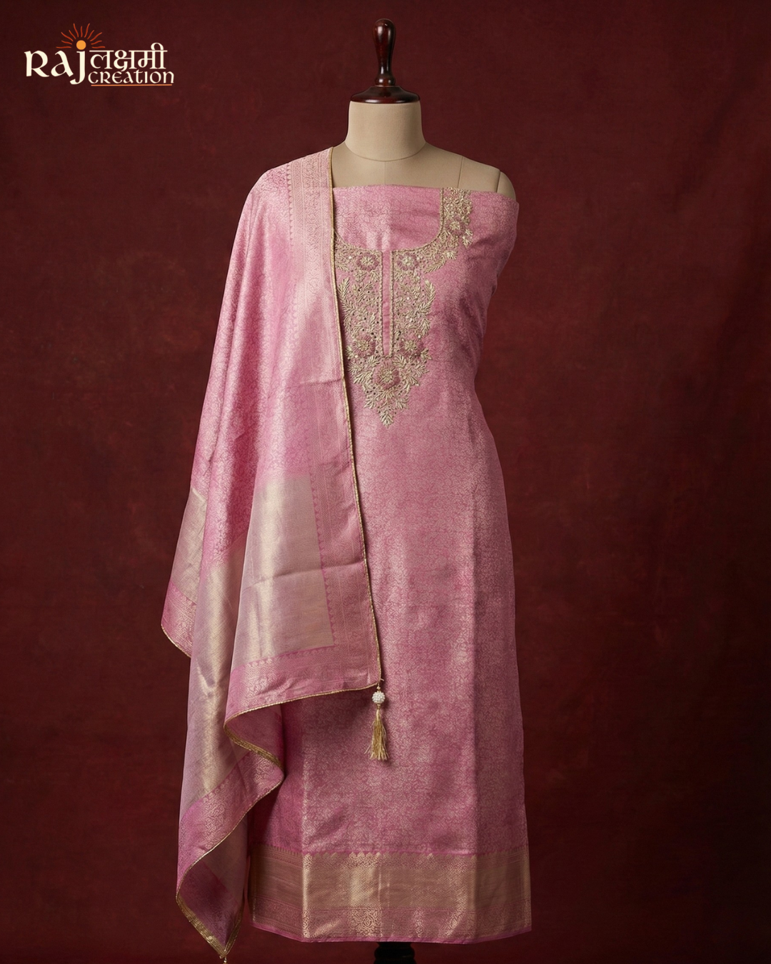 The Royal Zardosi & Uppada Suit Ensemble Shimmer Tissue Dupatta