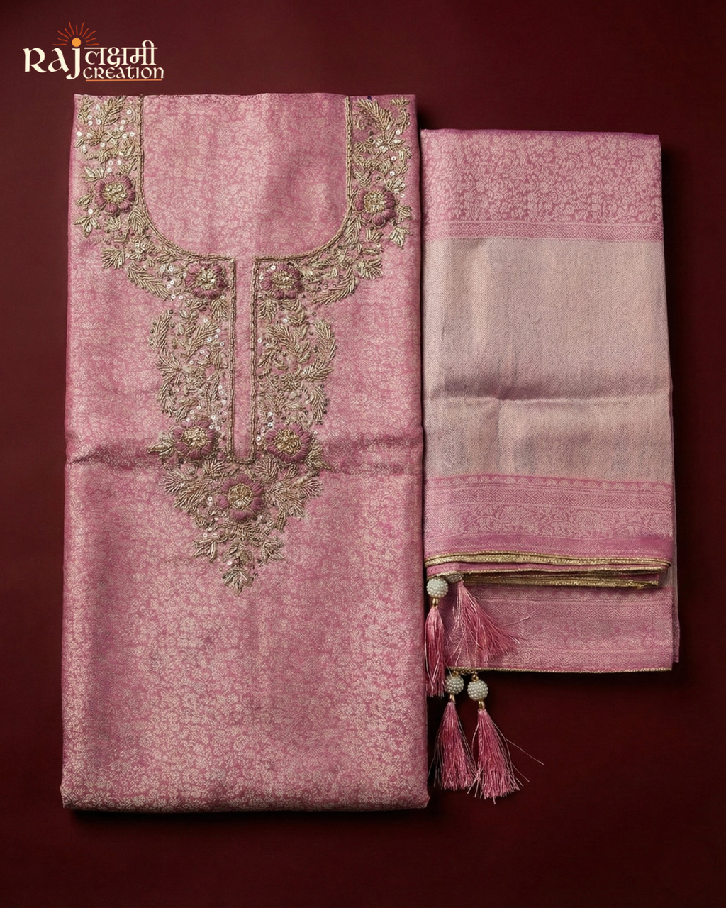 The Royal Zardosi & Uppada Suit Ensemble Shimmer Tissue Dupatta