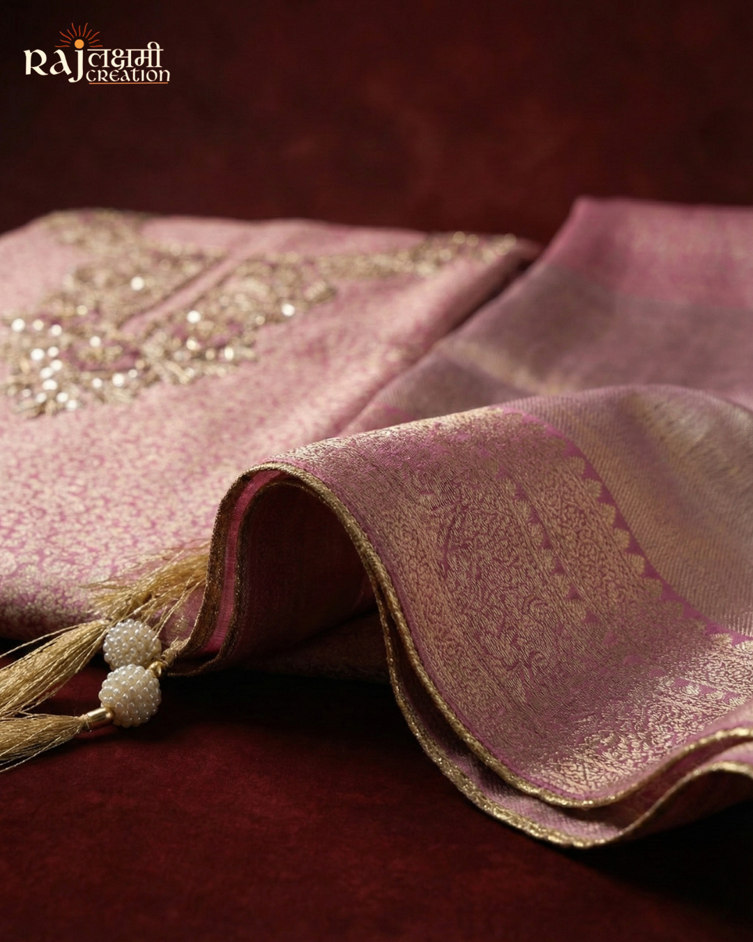 The Royal Zardosi & Uppada Suit Ensemble Shimmer Tissue Dupatta