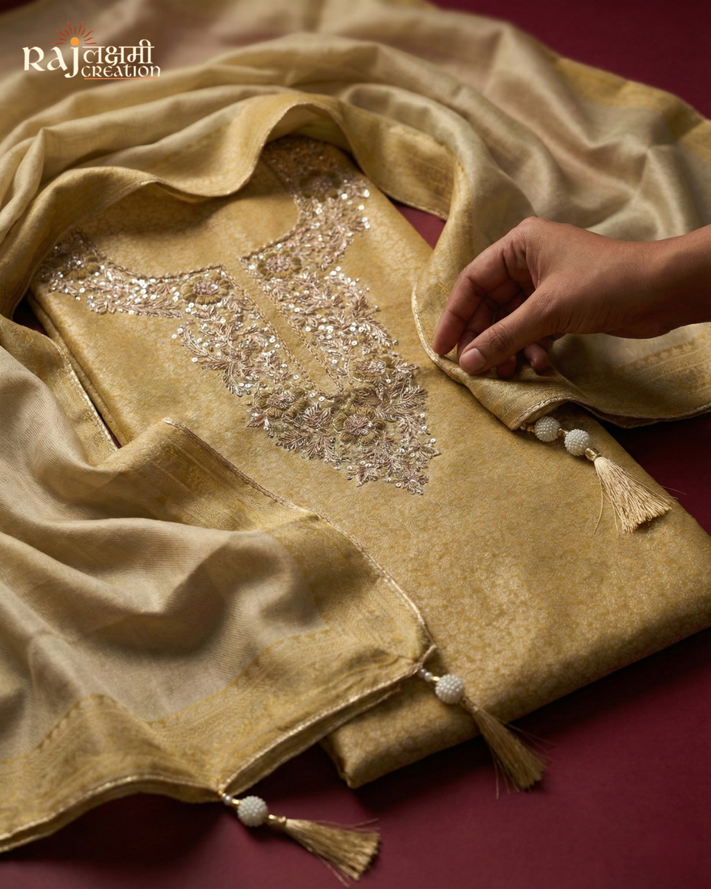 Premium Uppada & Tissue Zardosi Suit Ensemble