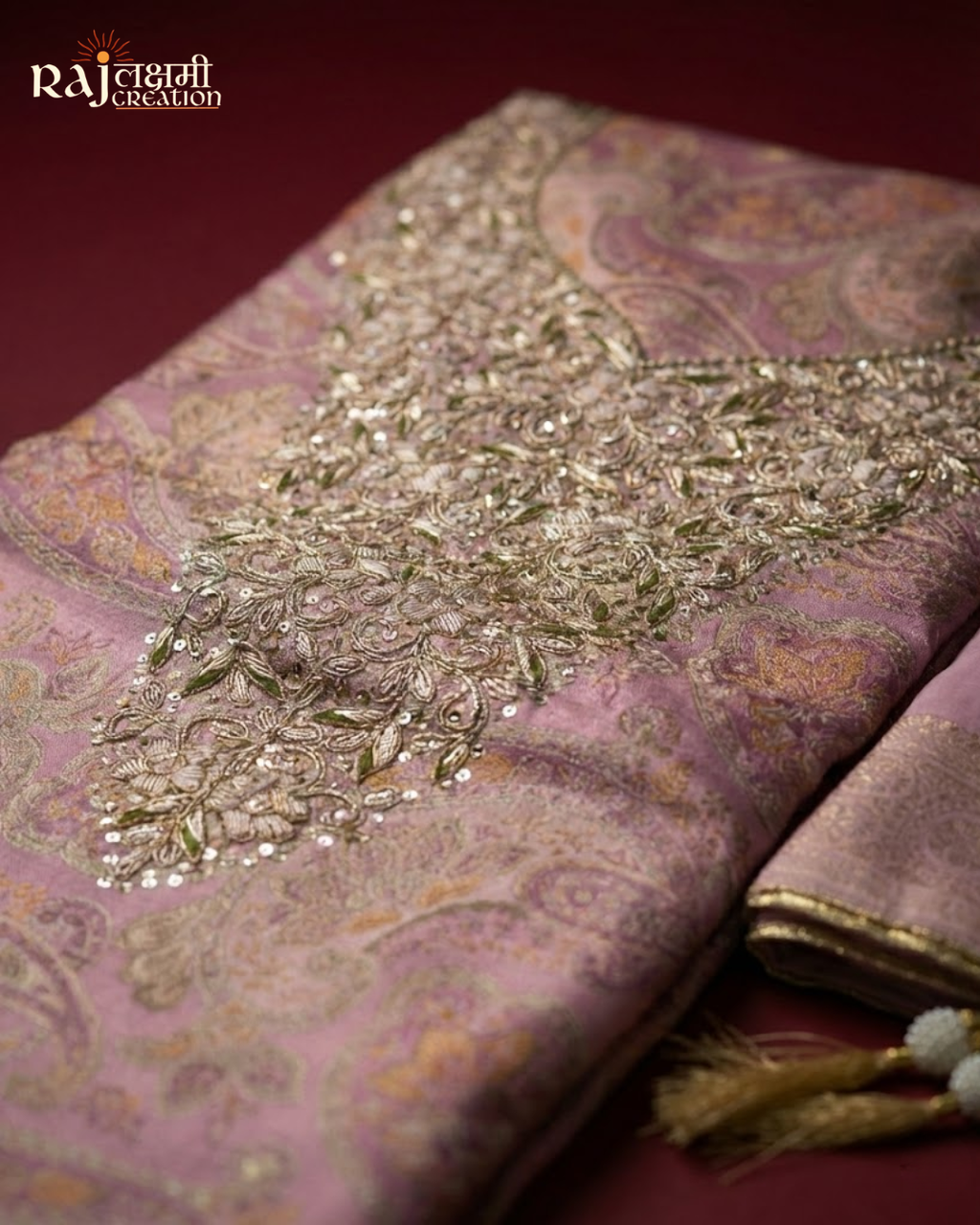 The 'Gulbahar' Woven Gajji Satin & Uppada Ensemble with Zardosi Artistry