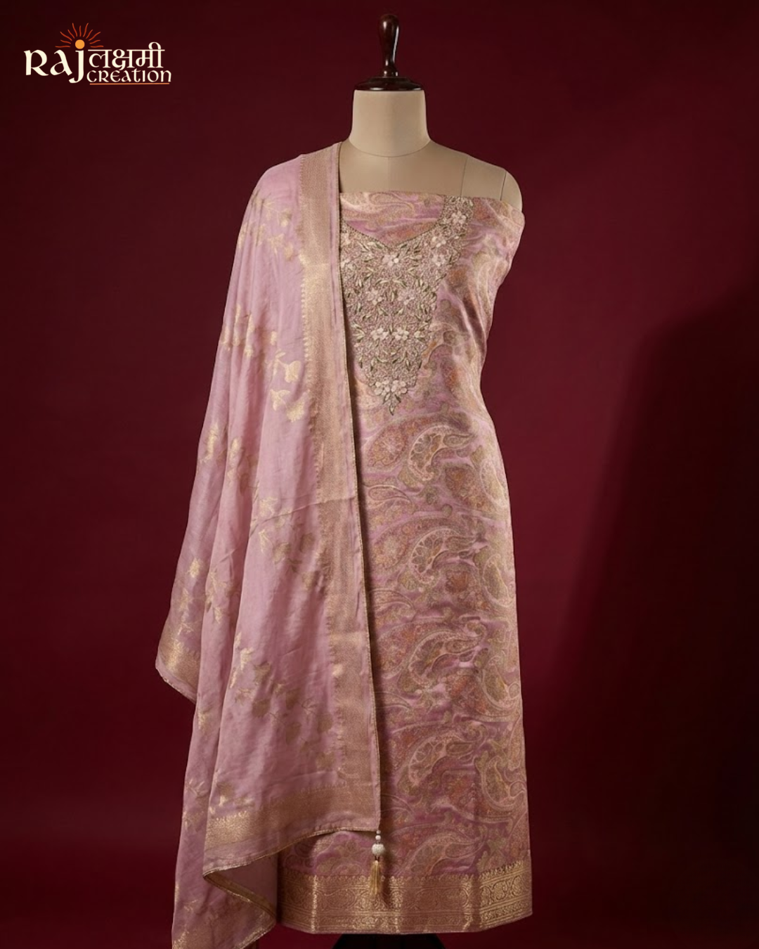 The 'Gulbahar' Woven Gajji Satin & Uppada Ensemble with Zardosi Artistry