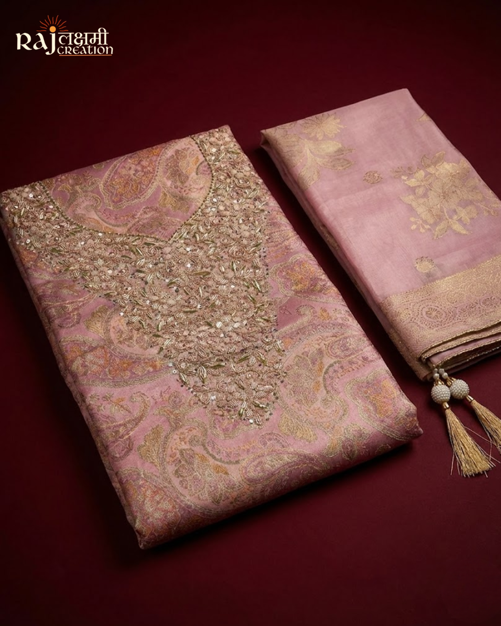 The 'Gulbahar' Woven Gajji Satin & Uppada Ensemble with Zardosi Artistry