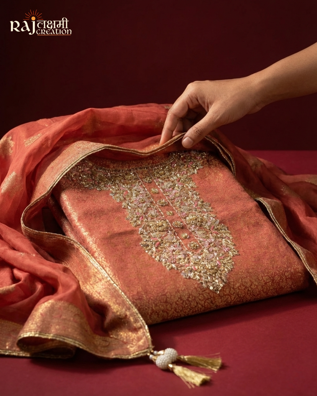 Exquisite Zardosi Embroidered Tissue Upada Sets with Zari Dupatta