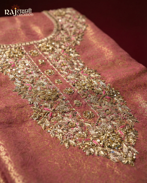 Exquisite Zardosi Embroidered Tissue Upada Sets with Zari Dupatta