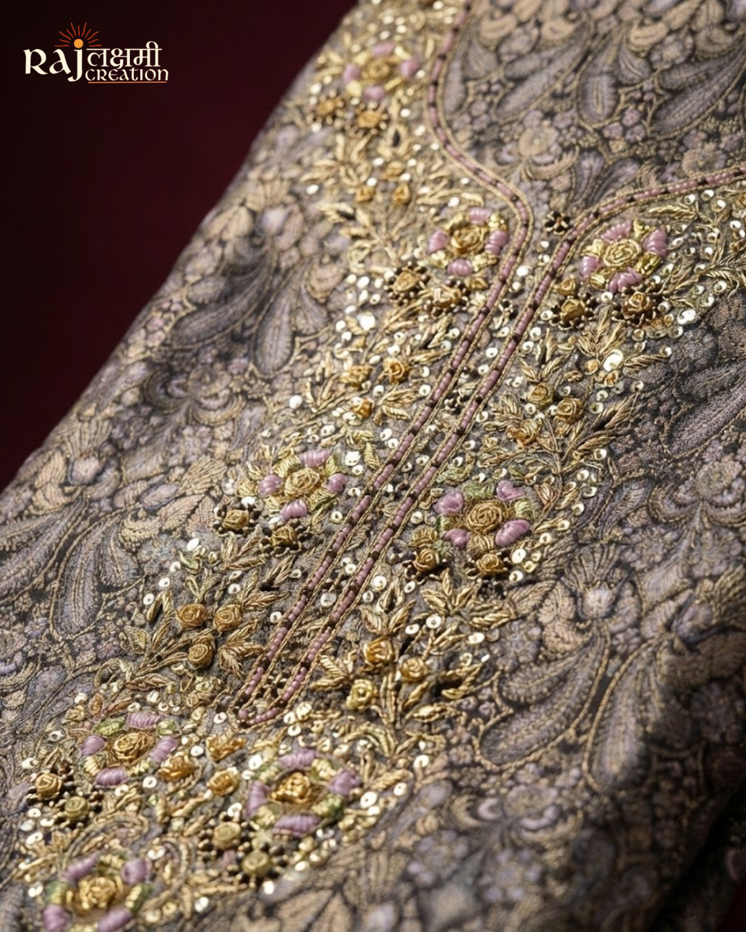 The 'Fiza' Woven Tissue Ensemble with Heavy Zardosi Artistry