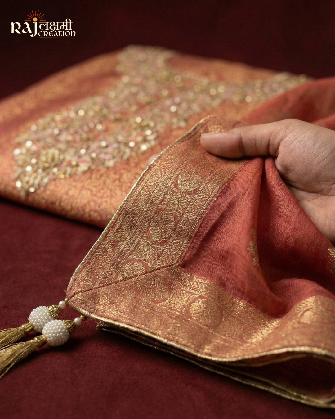 Exquisite Zardosi Embroidered Tissue Upada Sets with Zari Dupatta