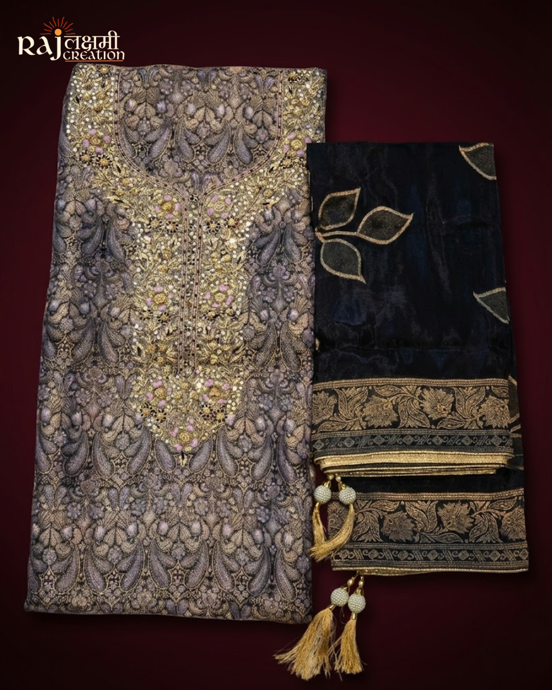 The 'Fiza' Woven Tissue Ensemble with Heavy Zardosi Artistry