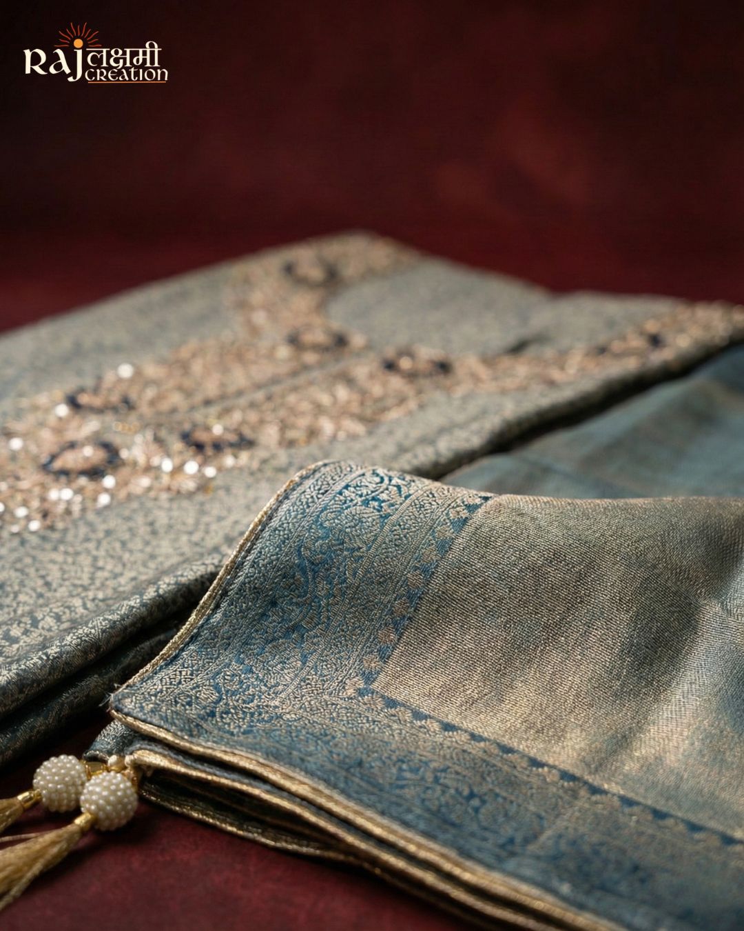 Exquisite Uppada Silk Zardosi Suit Set with Tissue Dupatta