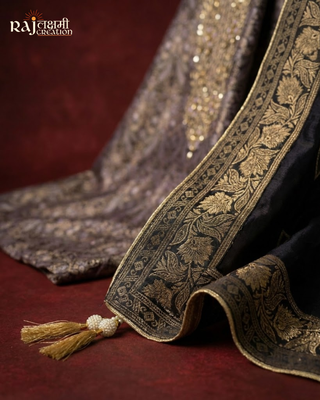 The 'Fiza' Woven Tissue Ensemble with Heavy Zardosi Artistry