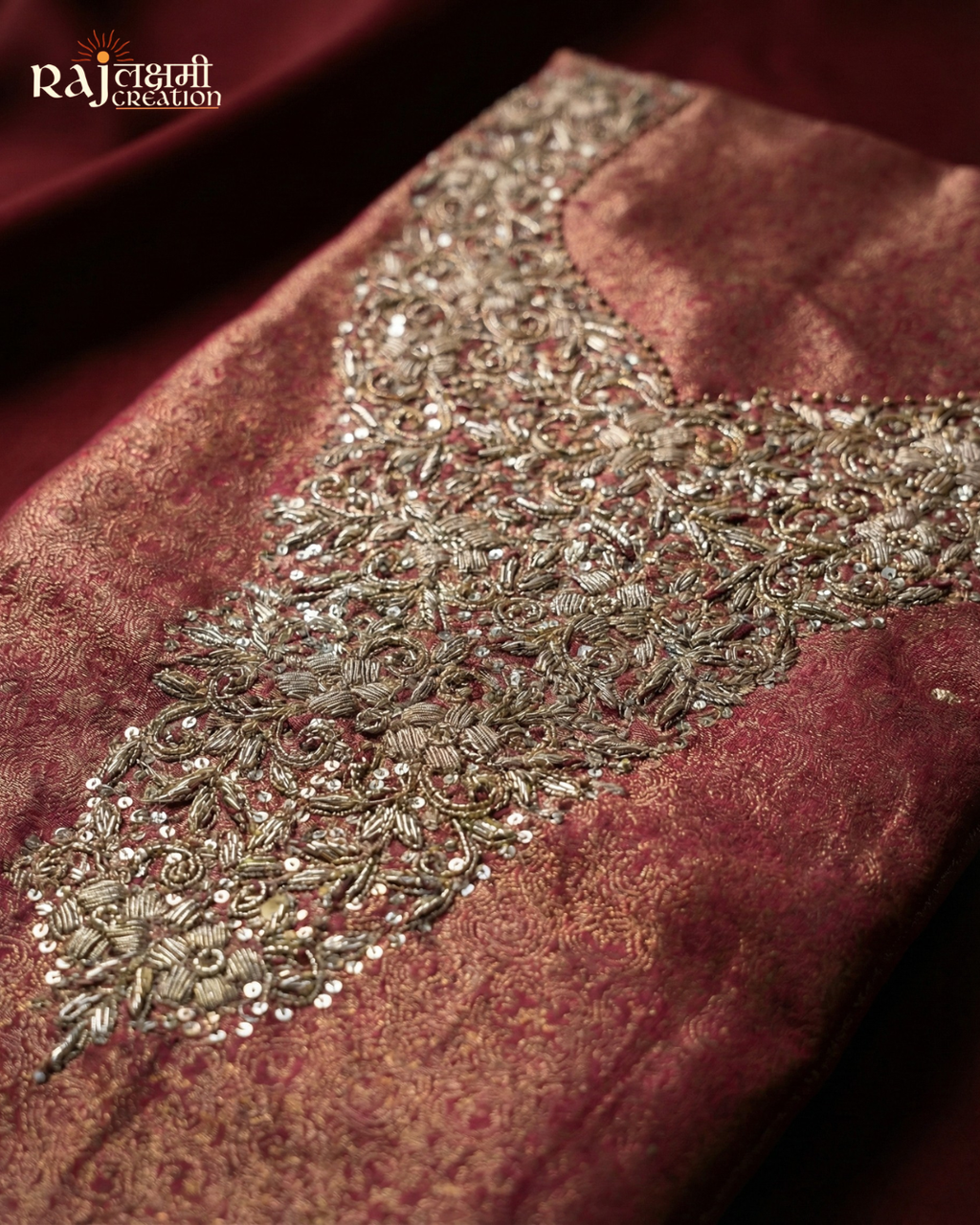 Premium Tissue Upada Silk Suit with Heavy Zardosi Embroidery