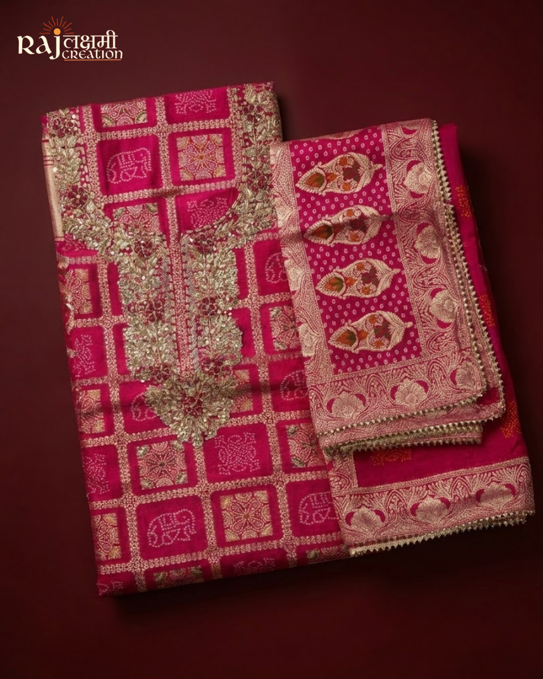 The 'Rajwada' Geometric Woven Dola Silk & Uppada Ensemble