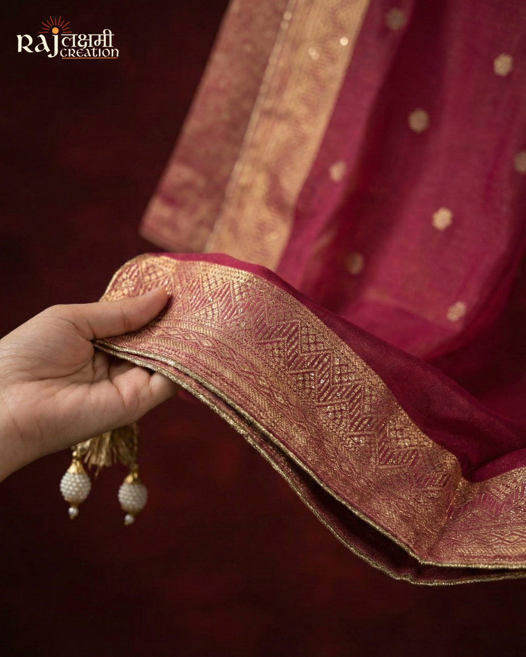 Premium Tissue Upada Silk Suit with Heavy Zardosi Embroidery