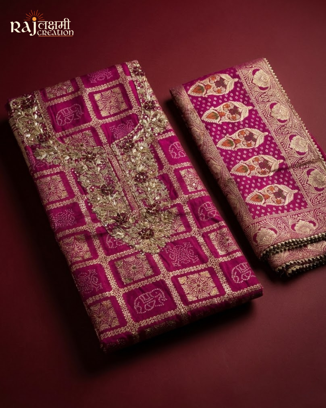 Premium Woven Dola Silk Zardosi Unstitched Suit Material