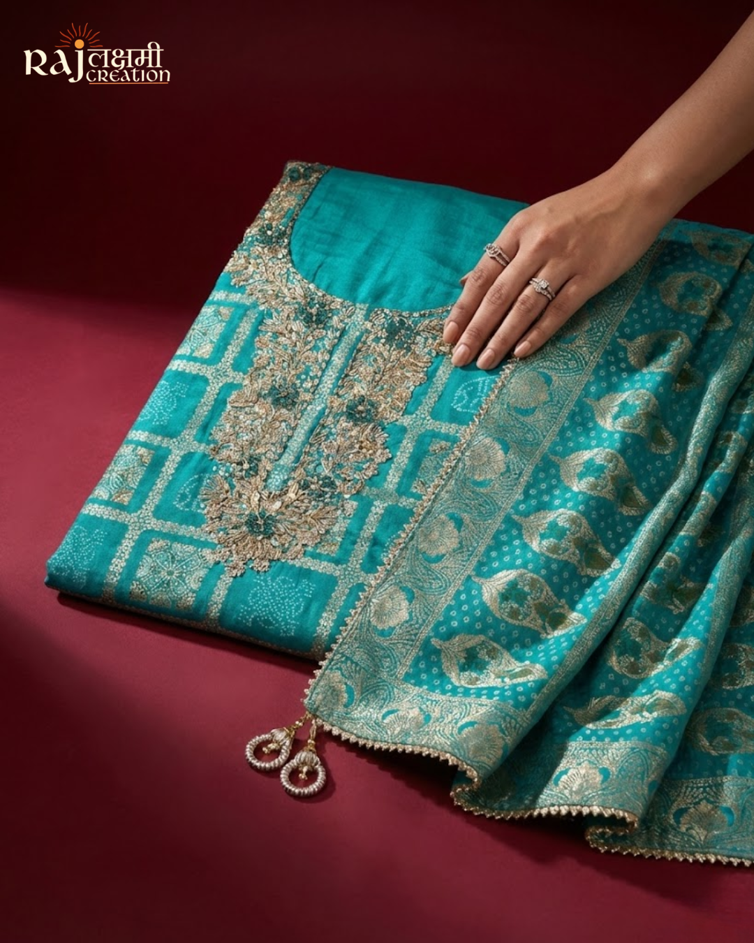 The 'Maharani' Heritage Dola Silk Suit Set  Zardosi & Patola Weave