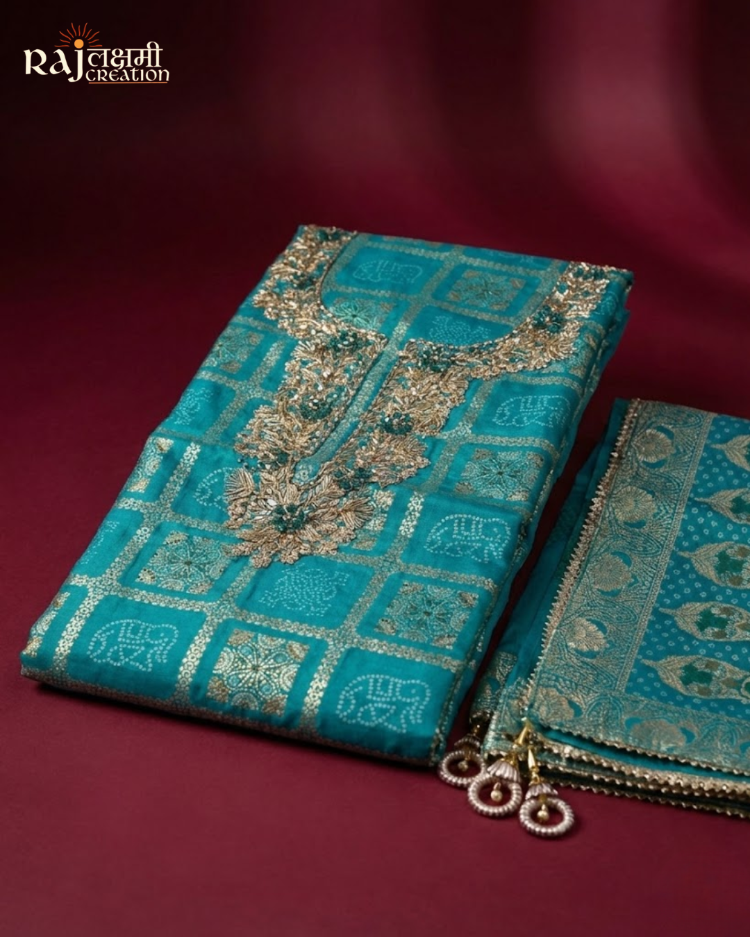 The 'Maharani' Heritage Dola Silk Suit Set  Zardosi & Patola Weave