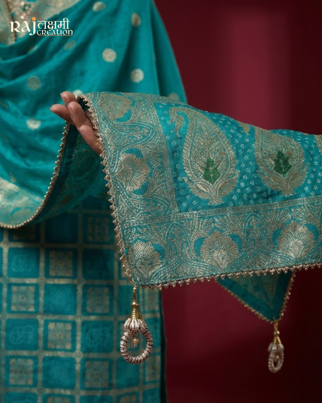 The 'Maharani' Heritage Dola Silk Suit Set  Zardosi & Patola Weave